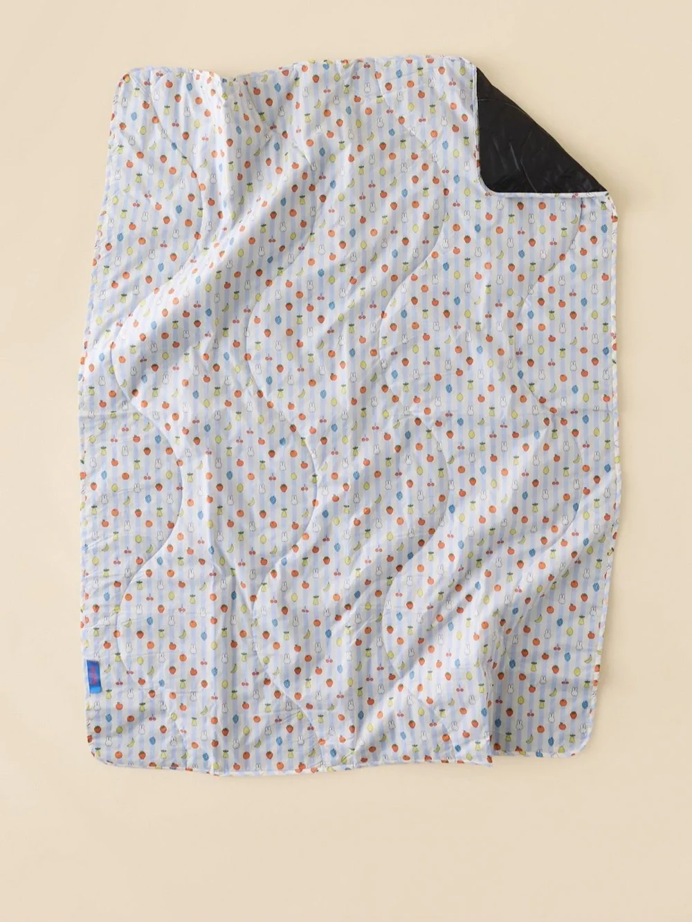 BAGGU Miffy Puffy Picnic Blanket with Fruit & Miffy Icons - Light Blue & White